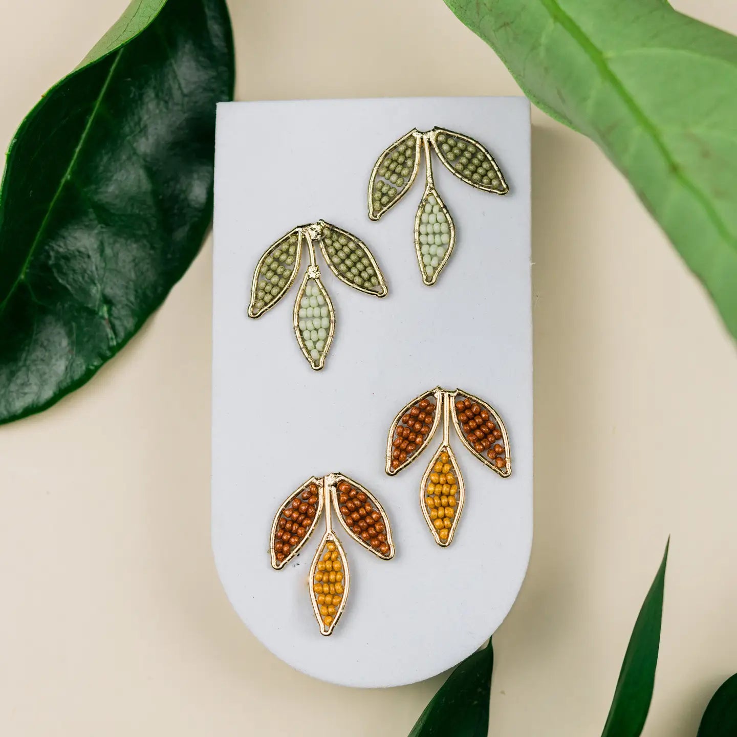 Mountain Maiden Co Ismini Leaf Studs