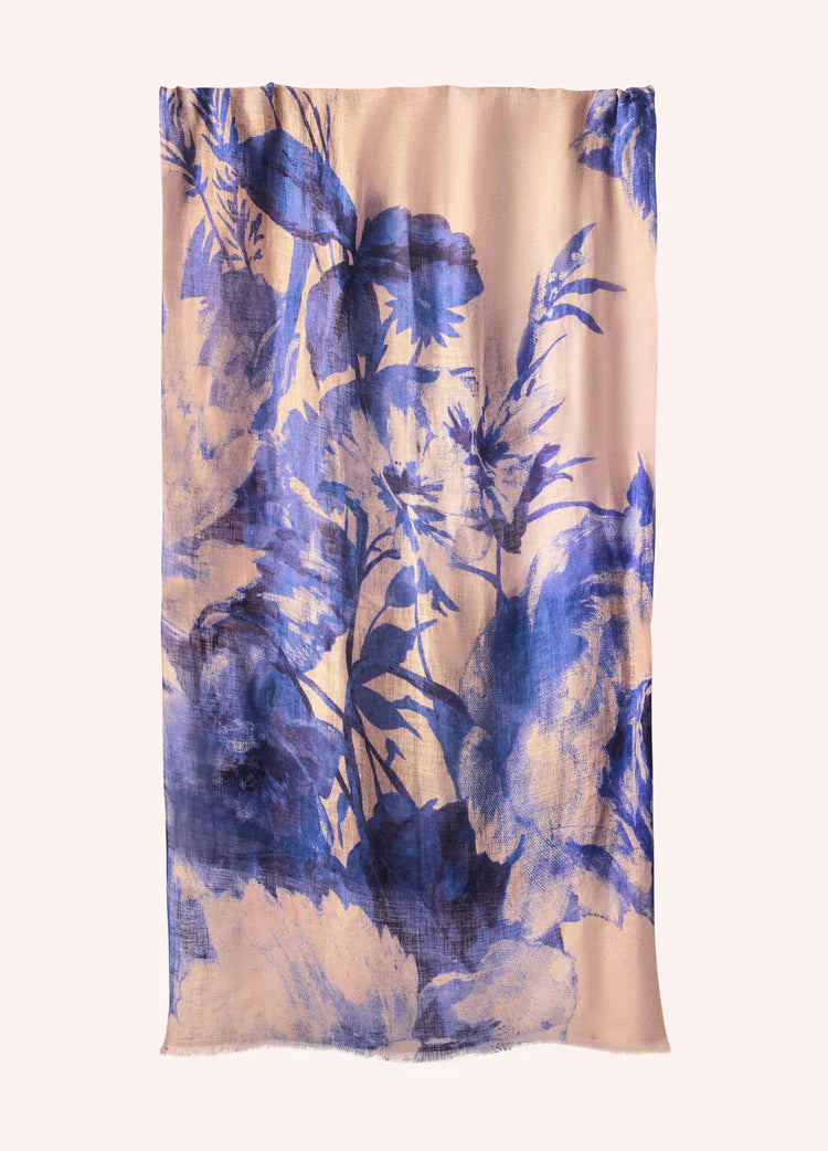POWDER China Blue Blooms Linen/Cotton Scarf