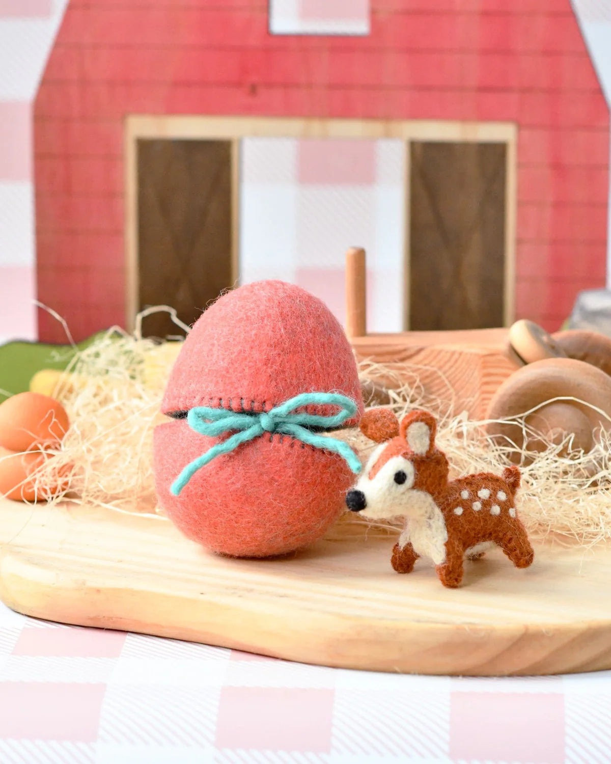 Tara Treasures Felt Egg with Deer inside