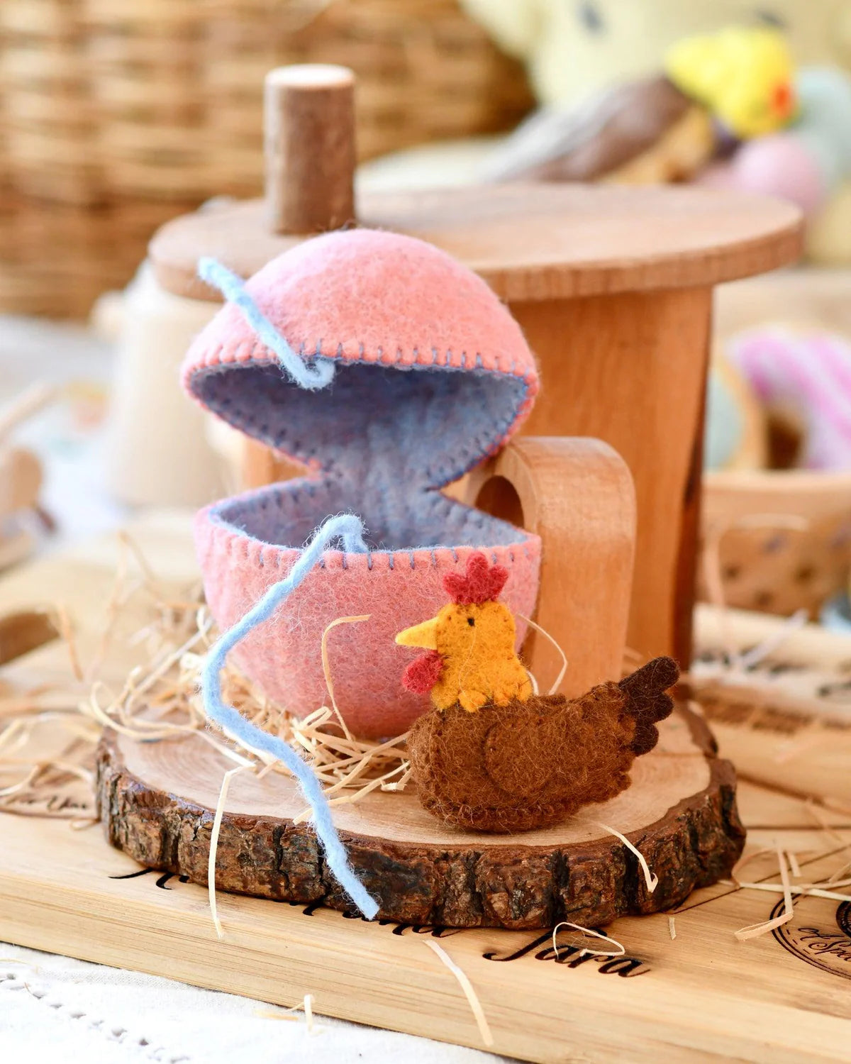 Tara Treasures Felt Egg with Hen inside