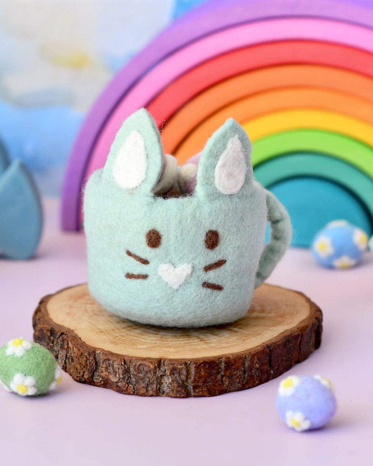Tara Treasures Felt Bunny Hot Chocolate Mug (with marshmallows) - 3 colours