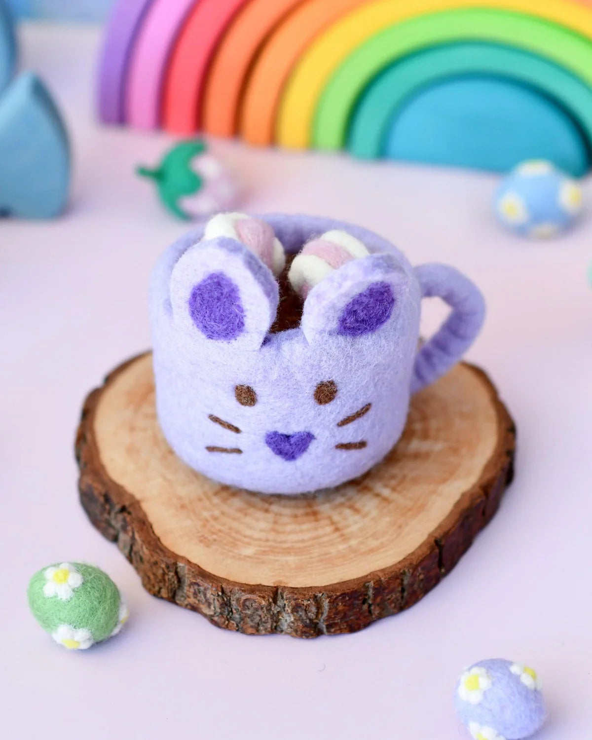 Tara Treasures Felt Bunny Hot Chocolate Mug (with marshmallows) - 3 colours