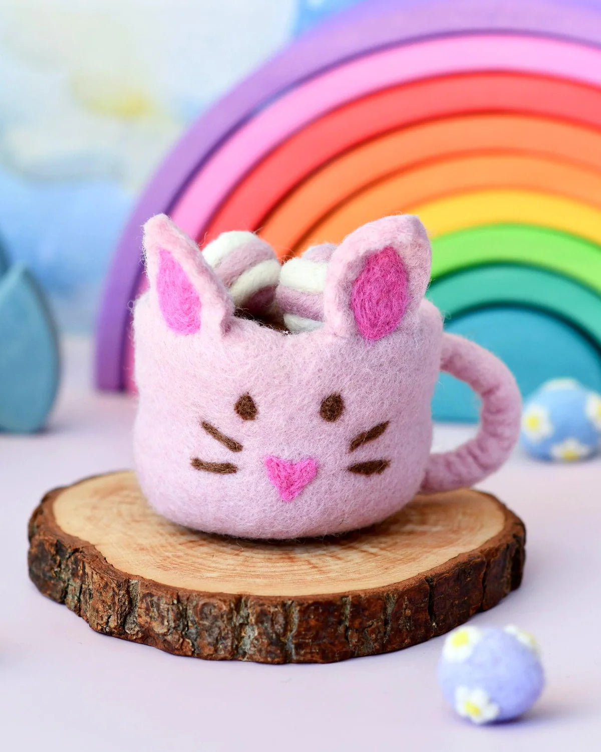 Tara Treasures Felt Bunny Hot Chocolate Mug (with marshmallows) - 3 colours