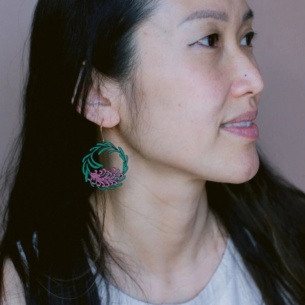 Denz Christmas Grevillea Wreath Earrings