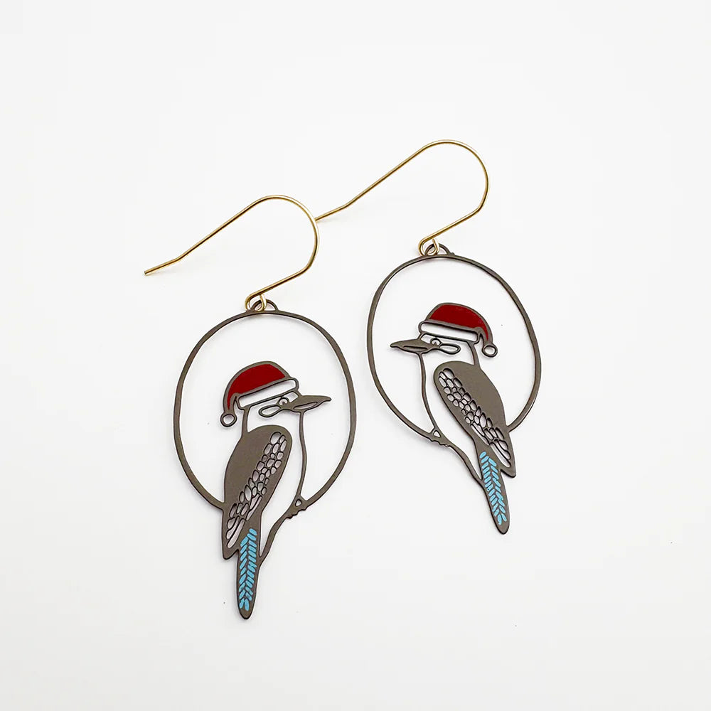 Denz Midi Kookaburra Christmas Earrings