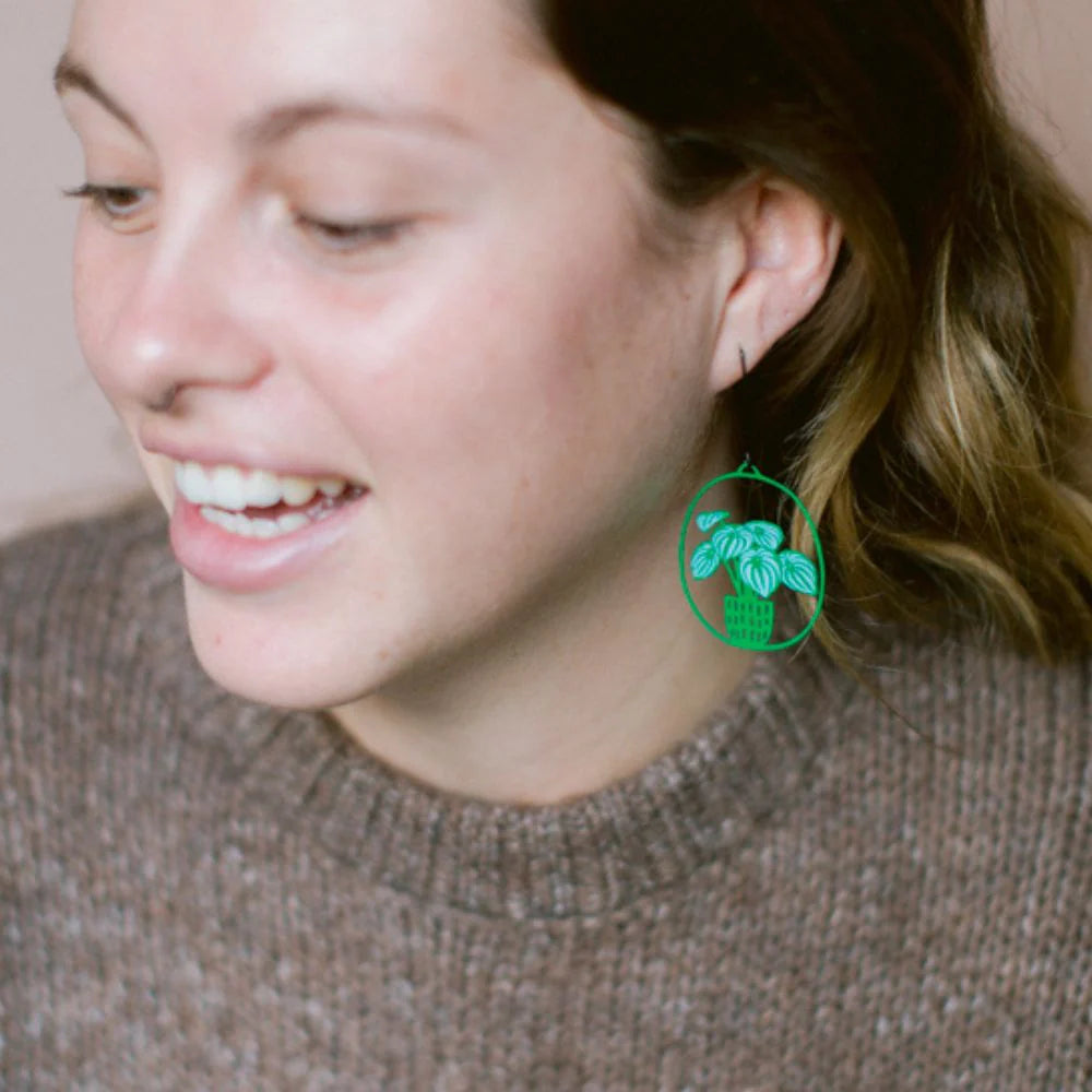 Denz Watermelon Peperomia Plant Midi Earrings