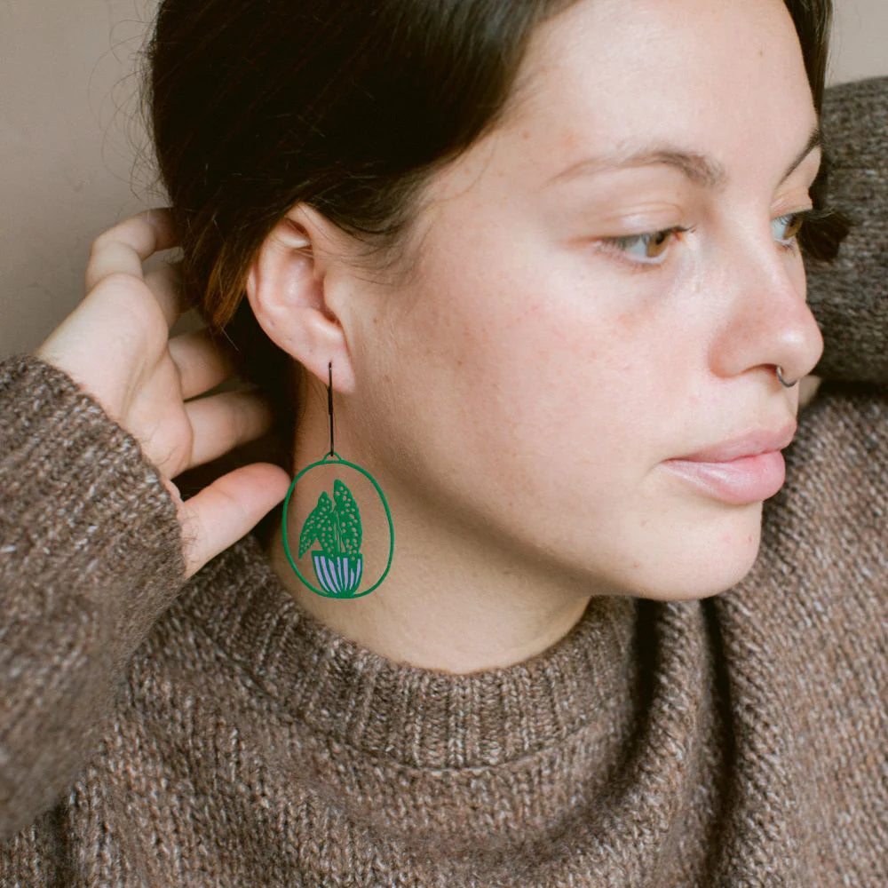 Denz Potted Begonia Plant Midi Earrings