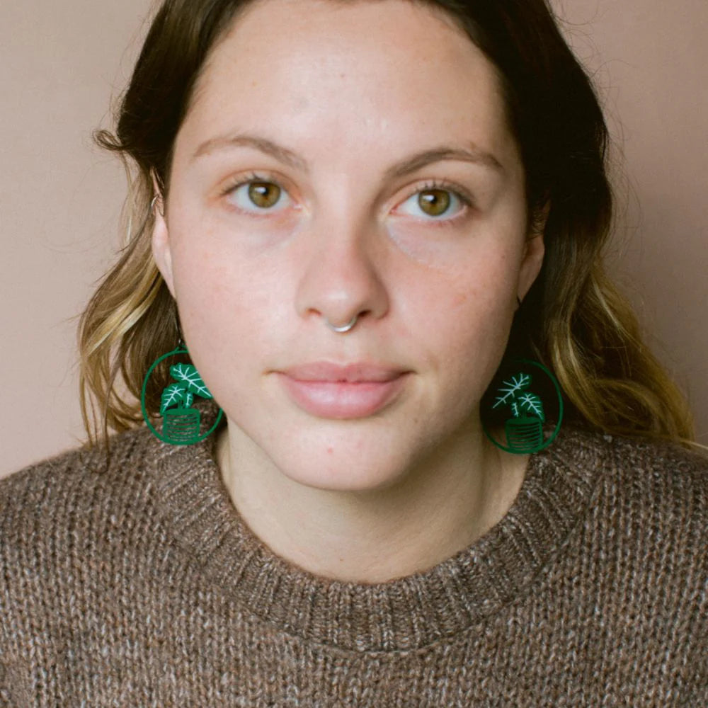 Denz Alocasia Plant Midi Earrings