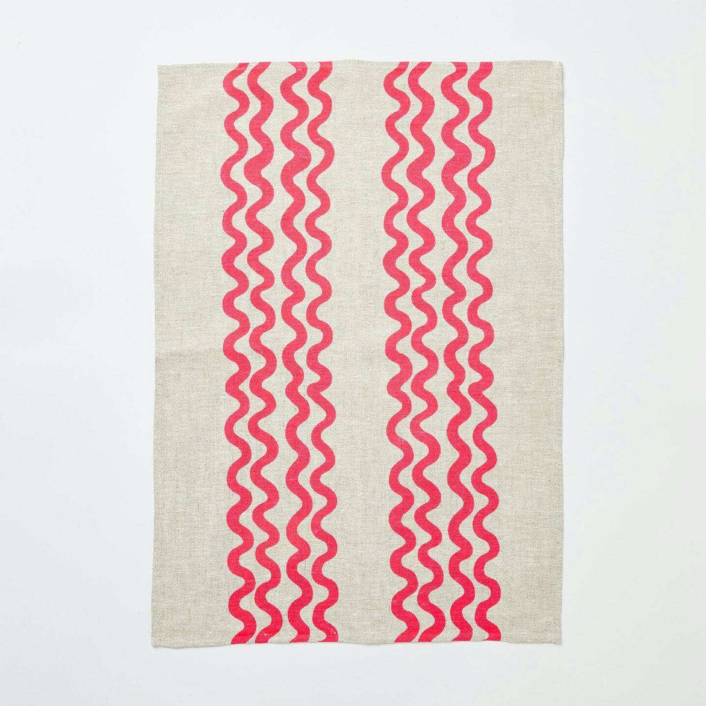 Bonnie and Neil Pink Wave Teatowel