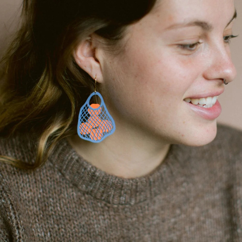 Denz String Bag with Oranges Earrings
