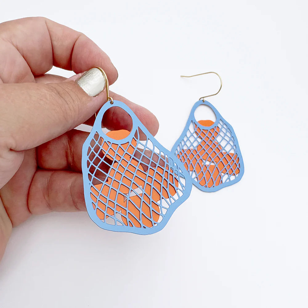Denz String Bag with Oranges Earrings