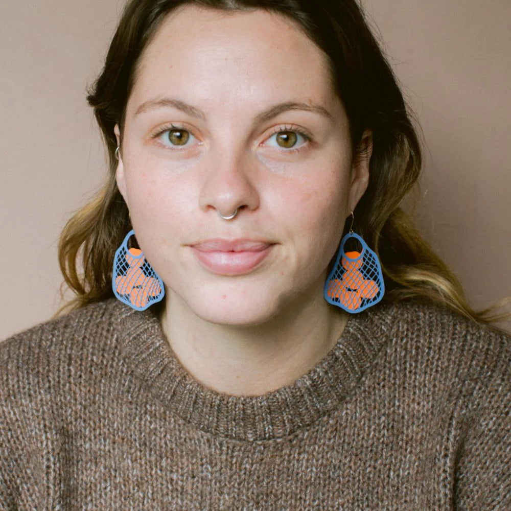 Denz String Bag with Oranges Earrings