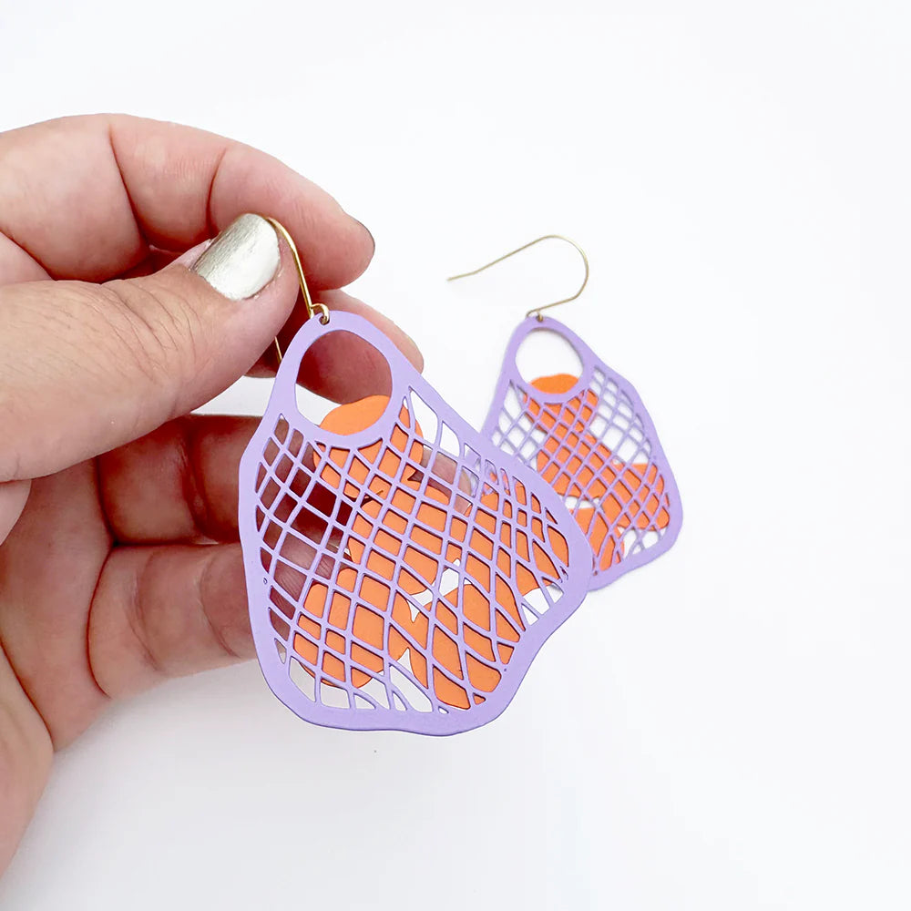 Denz String Bag with Oranges Earrings