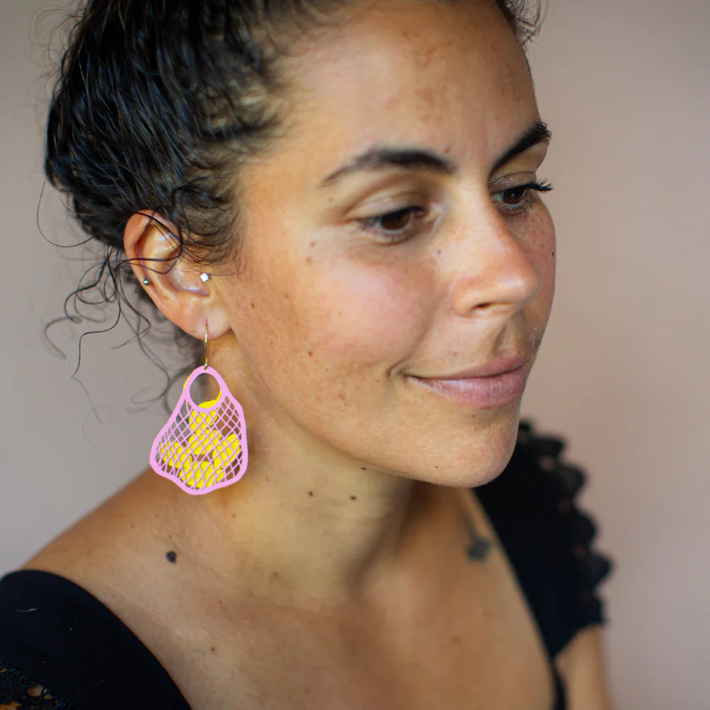 Denz String Bag with Lemons Earrings