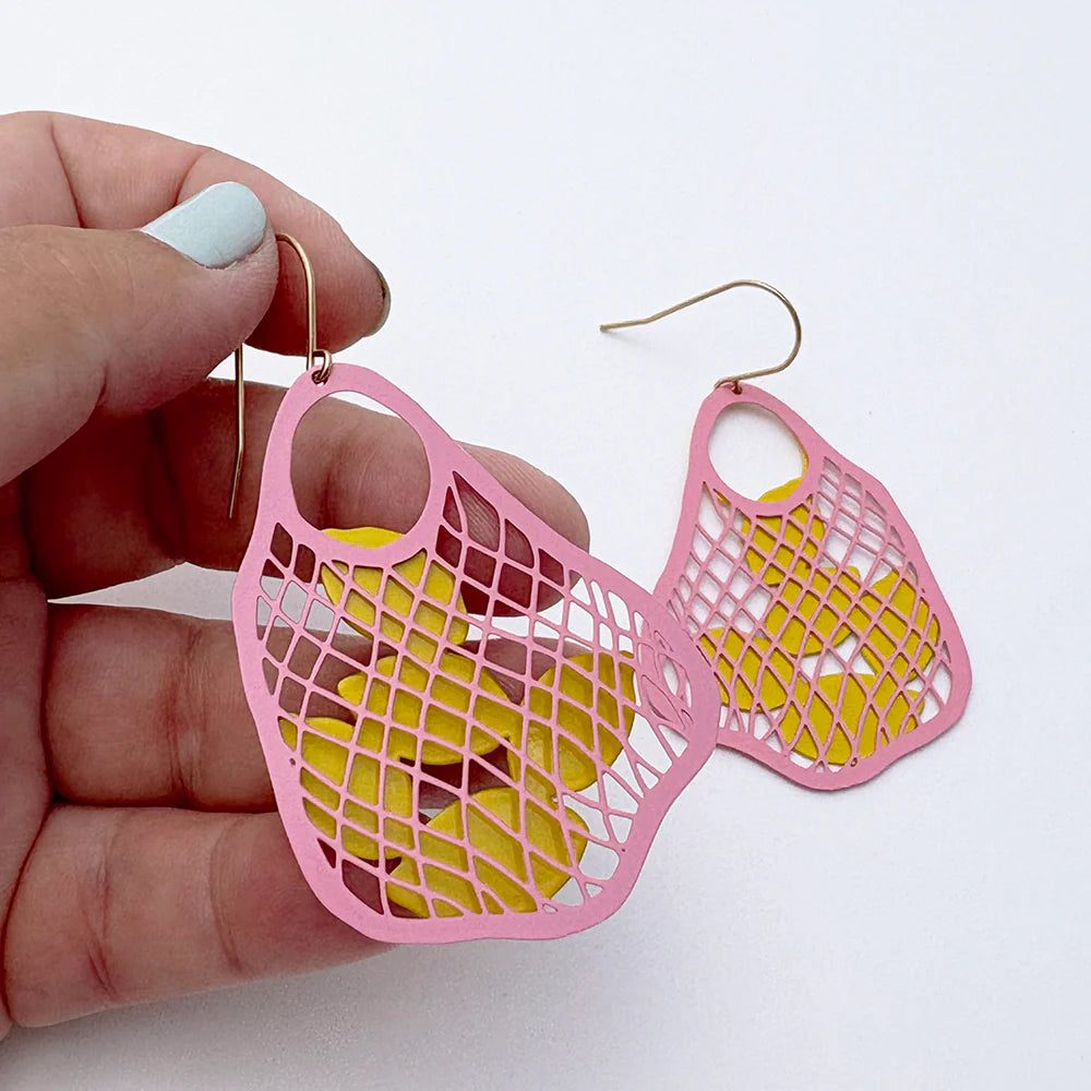 Denz String Bag with Lemons Earrings