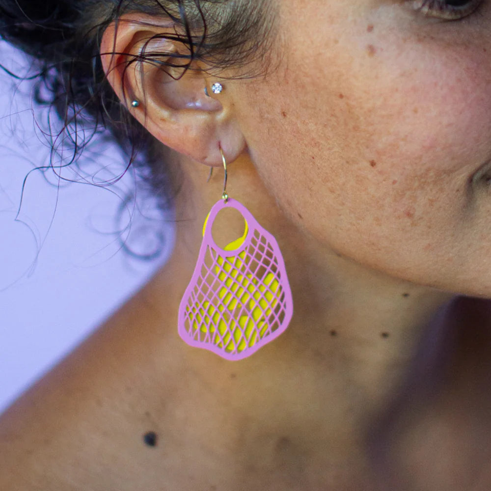 Denz String Bag with Lemons Earrings