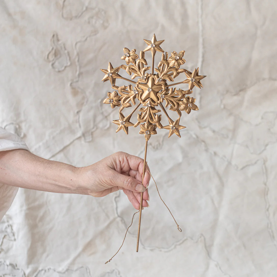 Gold Metal Snowflake Star Tree Topper