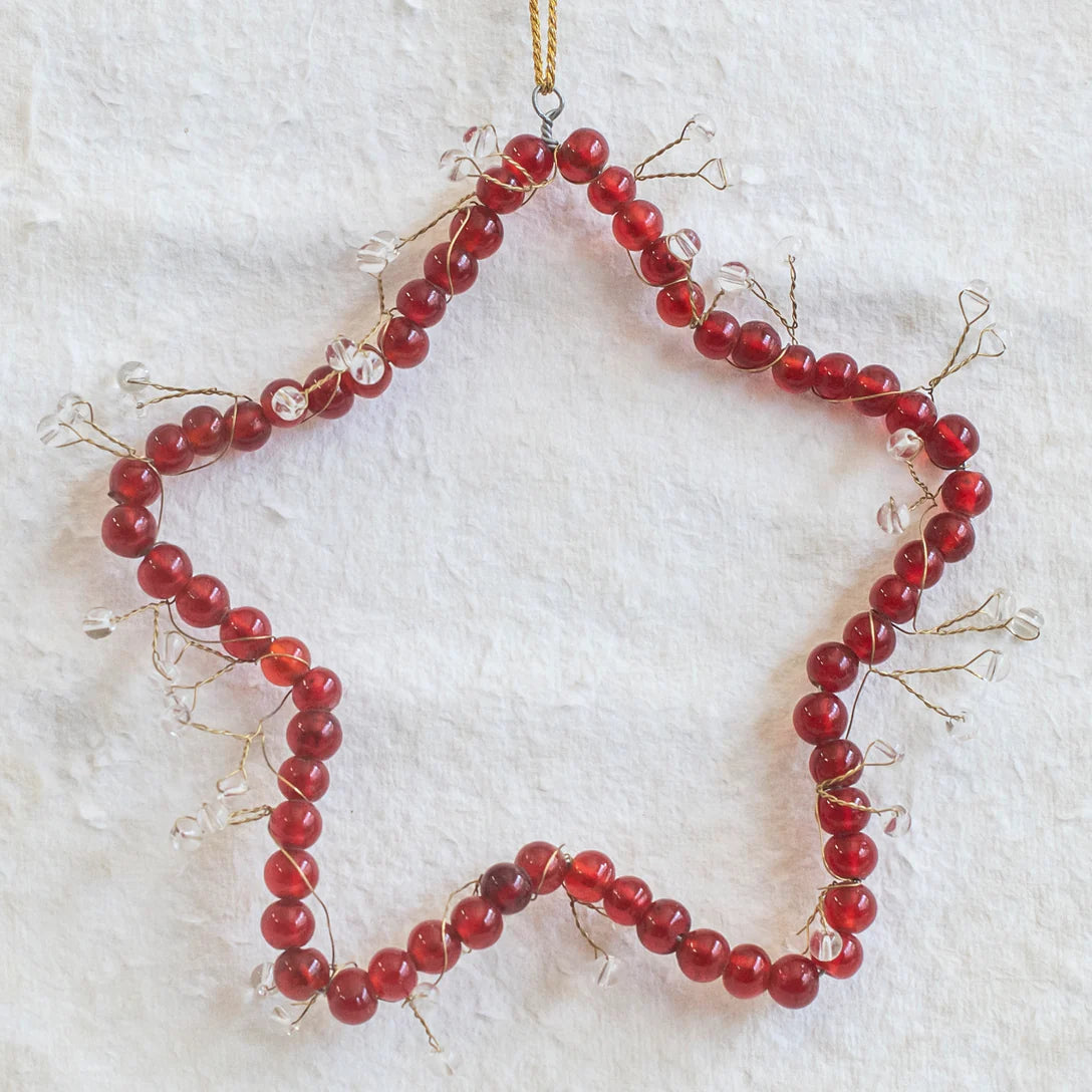 Red Hanging Beaded Star