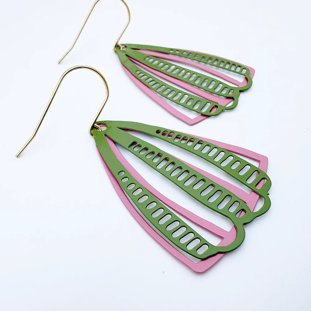 Denz earrings - Boho Green Pink
