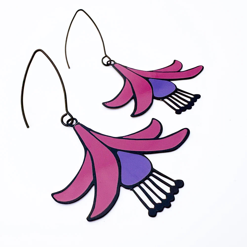 Denz earrings - Fuschia Flower