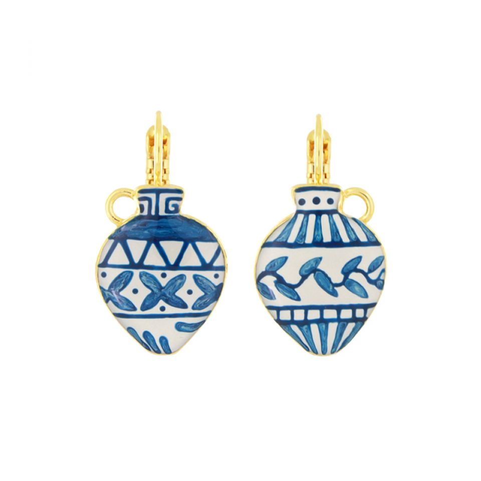 Taratata Jewellery - Blue Antique Vase Earrings