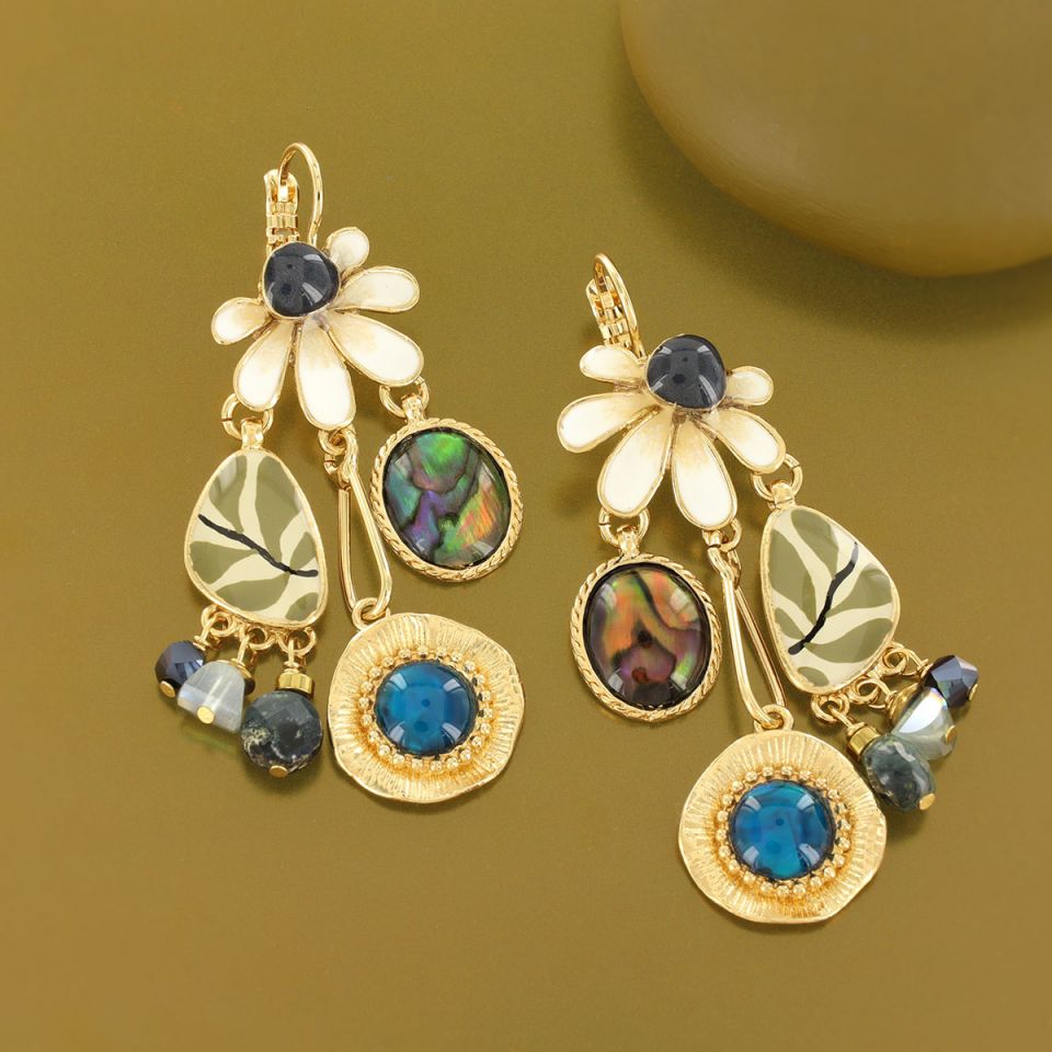 Taratata Jewellery Large Zen Flower Beaded Earrings