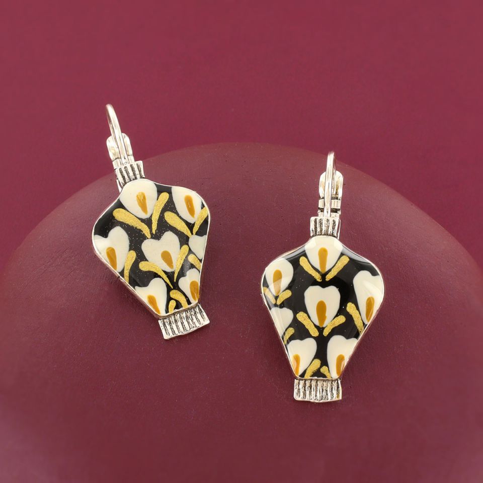 Taratata Jewellery - Black Floral Vase Earrings