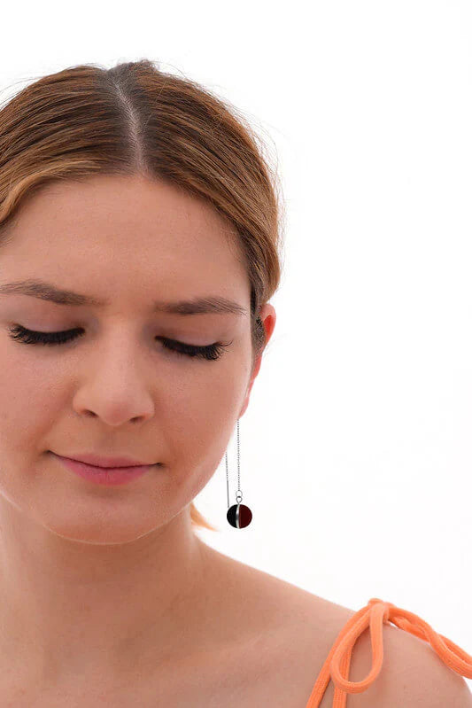 Earthy Ochre Pendulum Thread Earrings