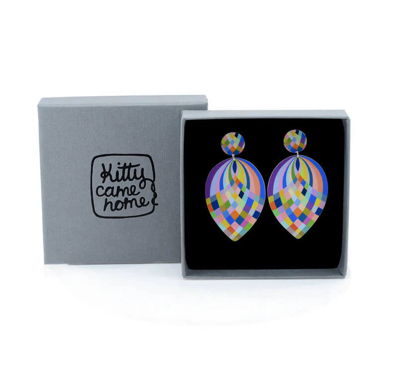 Harlequin Weave Inverted Droplet Stud Earrings