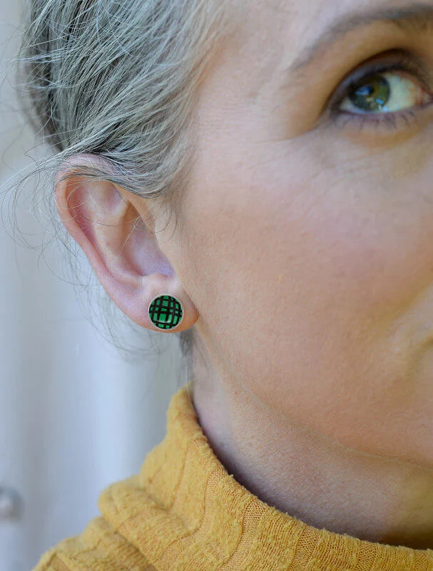 Crosshatched Domed Studs - green
