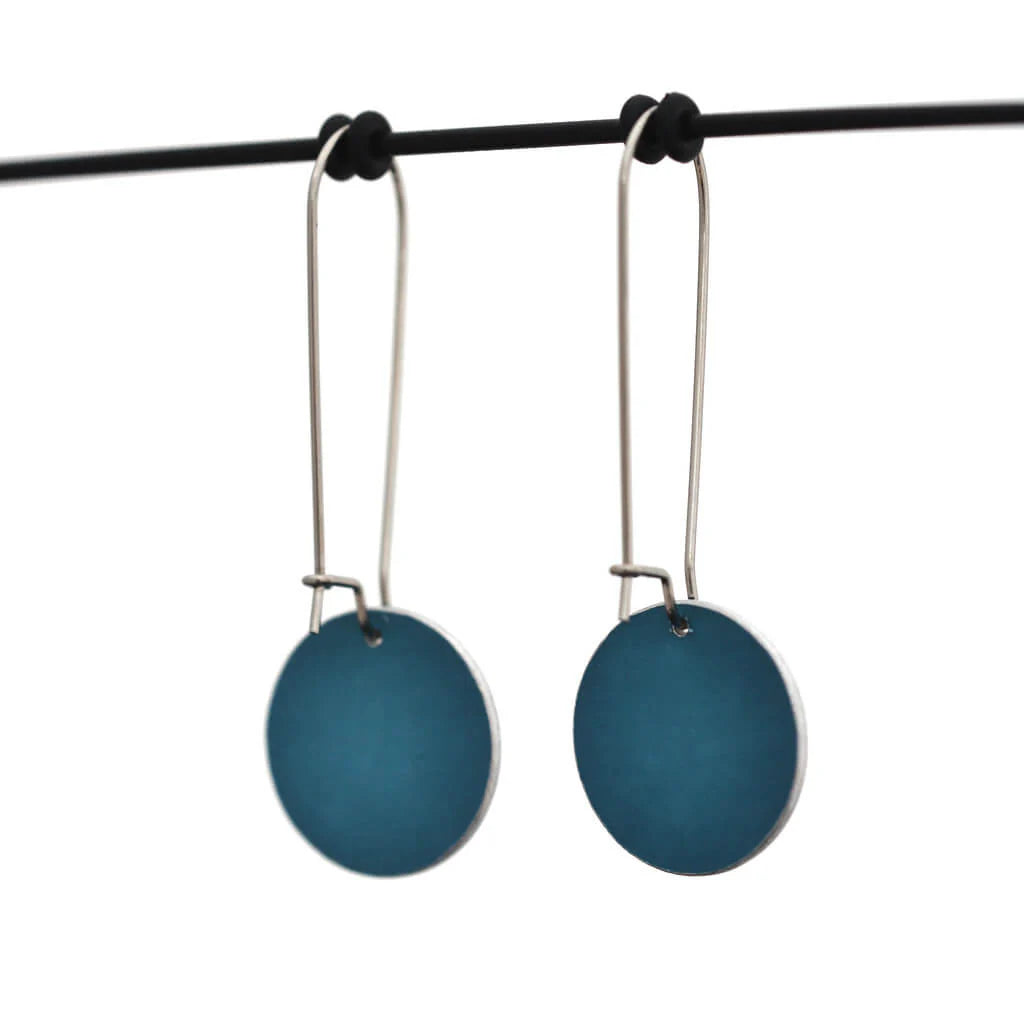 Crosshatched Small Circle Drop Hooks - teal