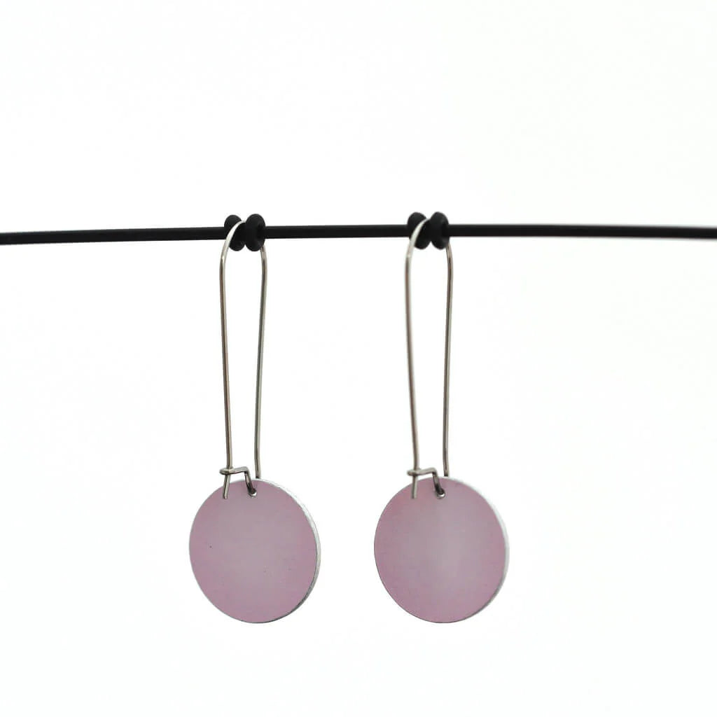 Crosshatched Small Circle Drop Hooks - pink