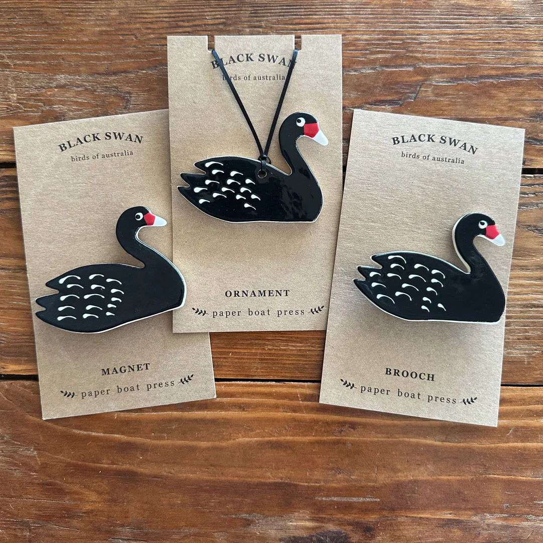 Paper Boat Press Ceramic Black Swan