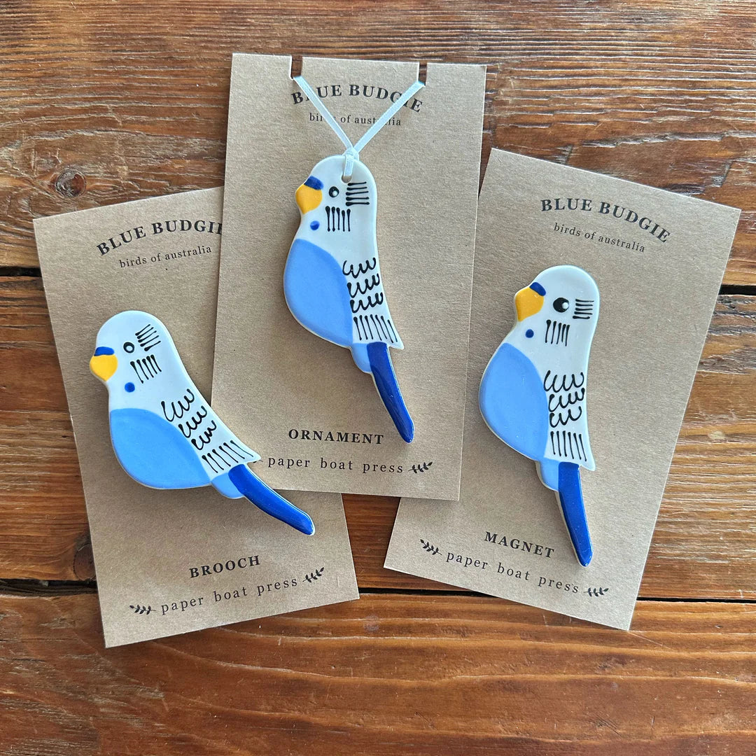 Paper Boat Press Ceramic Blue Budgie
