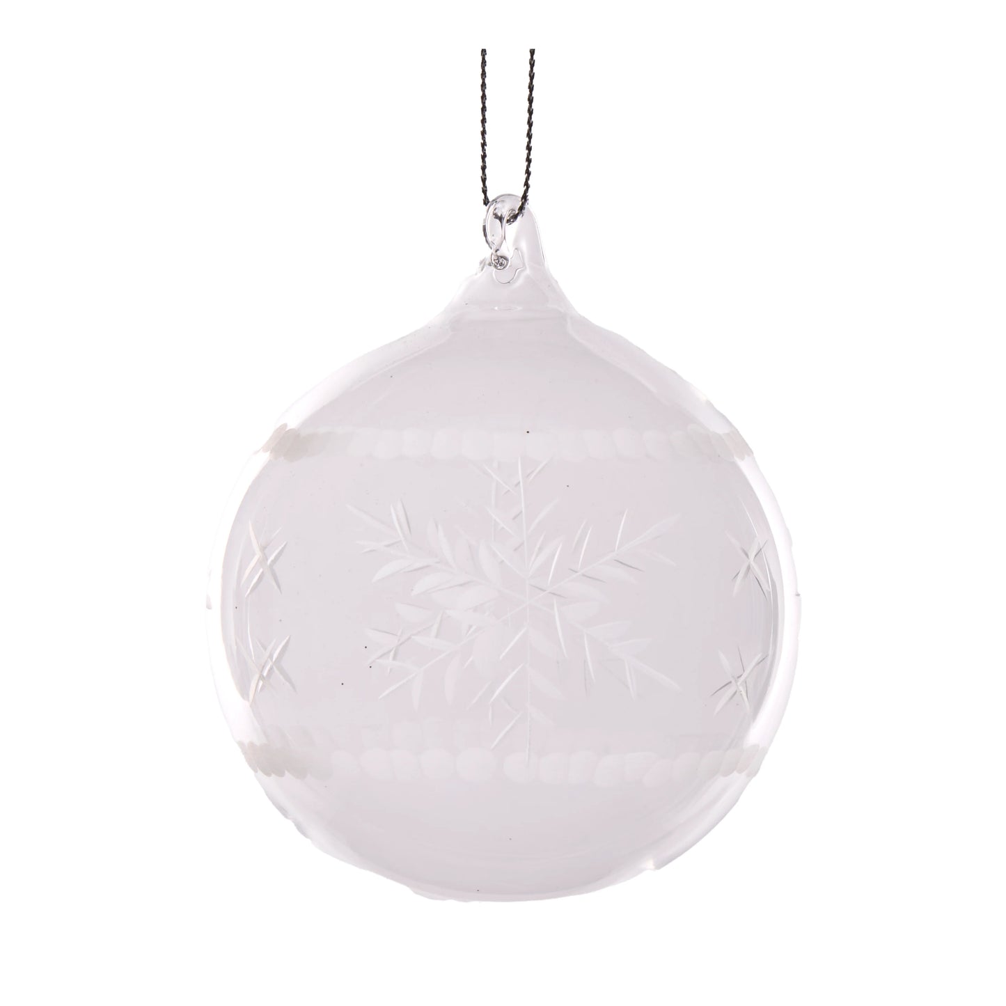 Clear Snowflake Etched Bauble Decoration