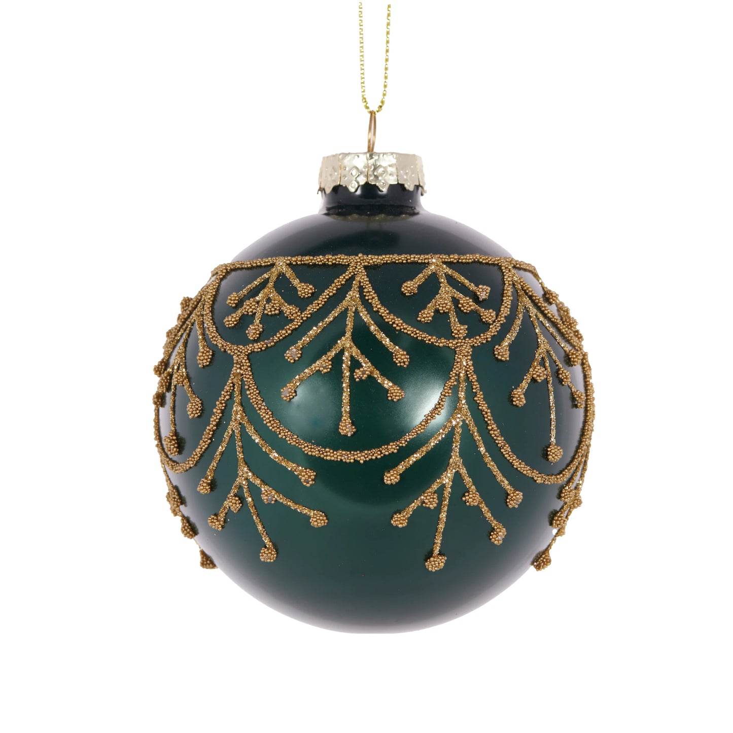Emerald Deco Piped Bauble Decoration