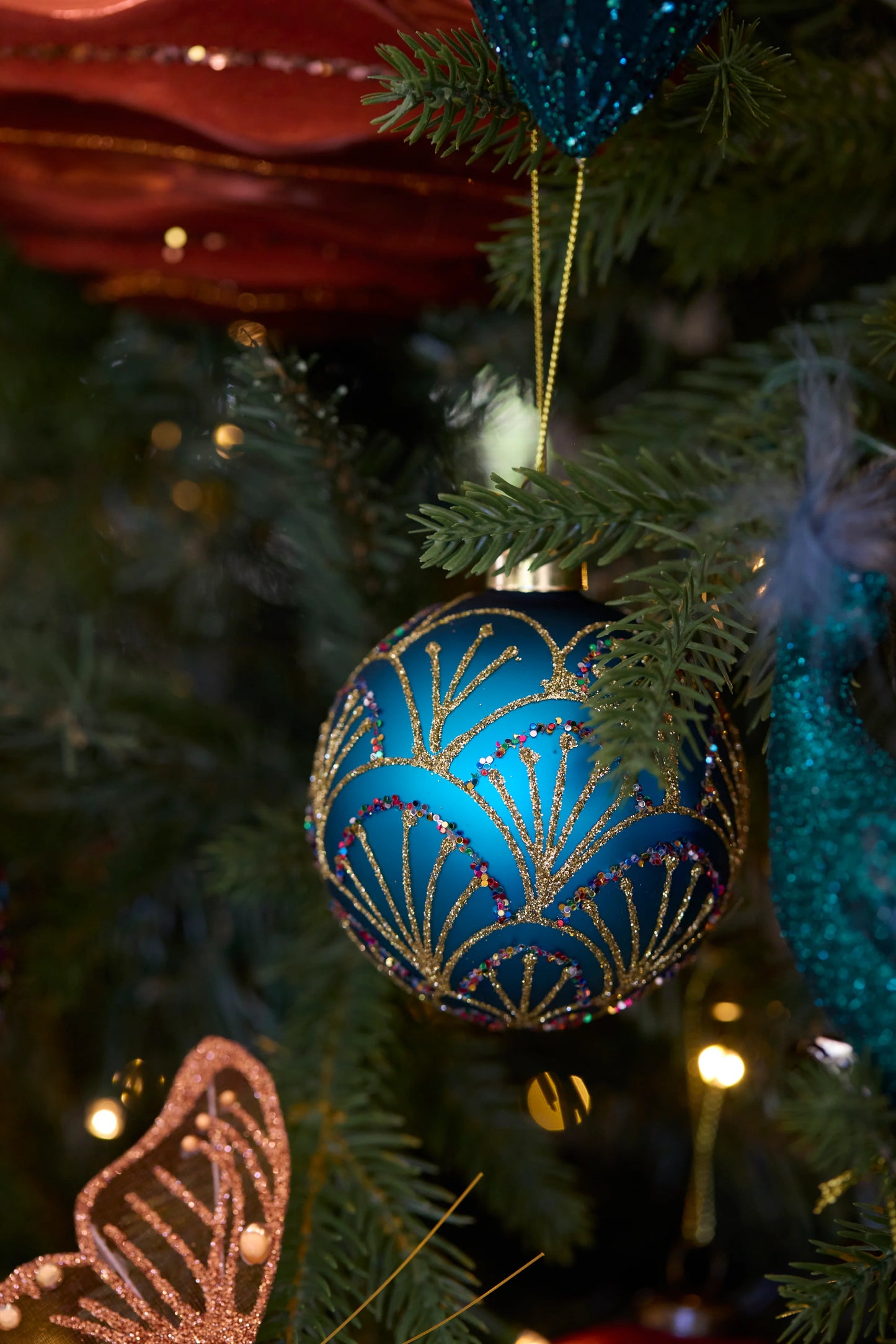 Blue Scalloped Imperial Bauble Decoration