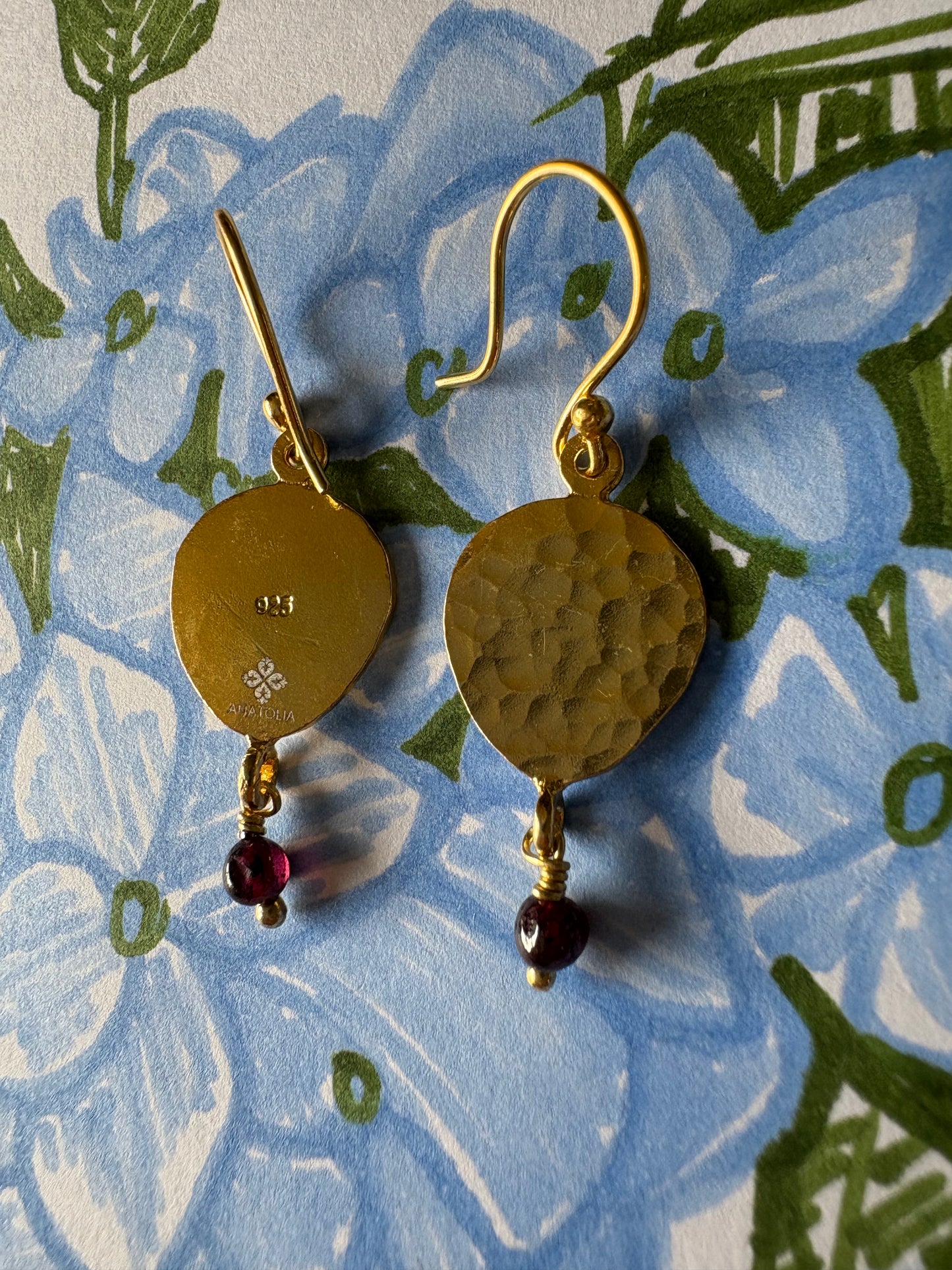 Bahri Drop Earrings with Garnet stone