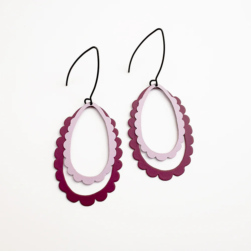 Denz earrings - Midi Double Scallop Hoops