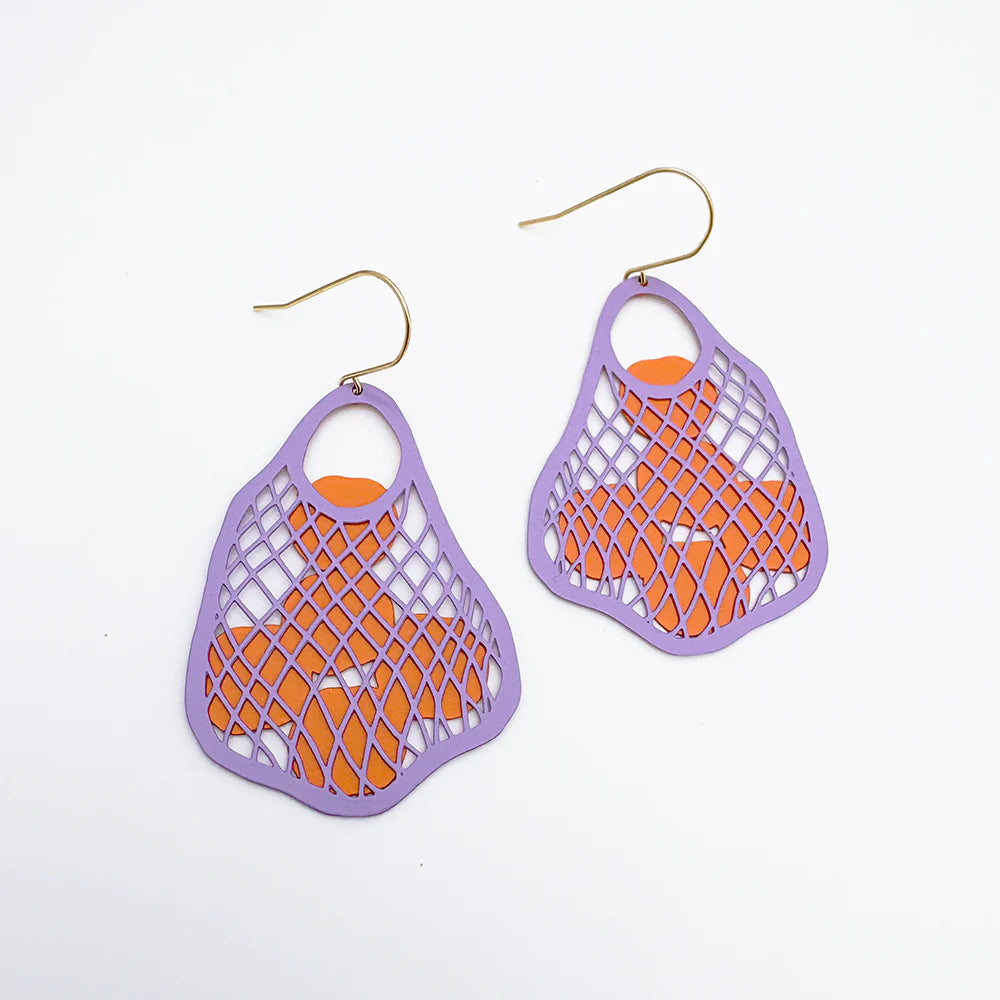 Denz String Bag with Oranges Earrings