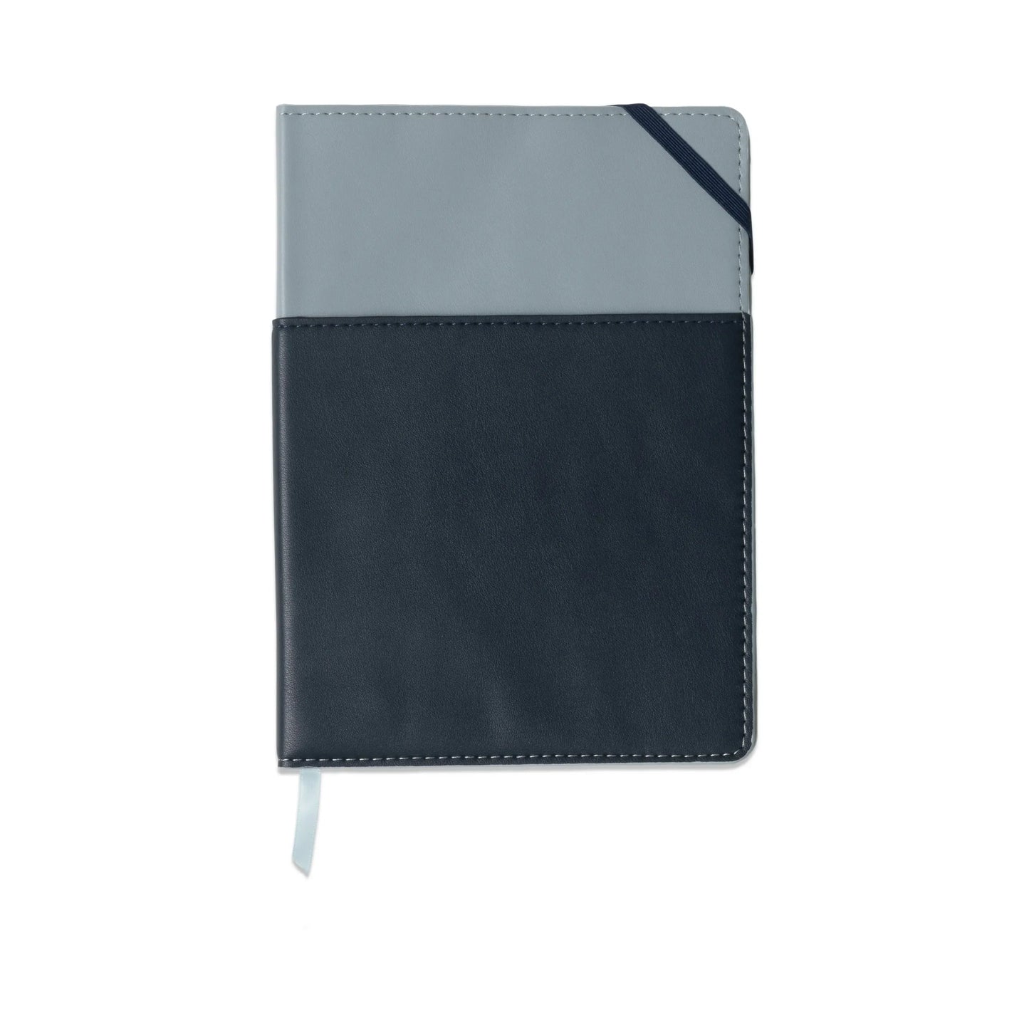 Vegan Leather Journal with Pocket - Blue and Navy