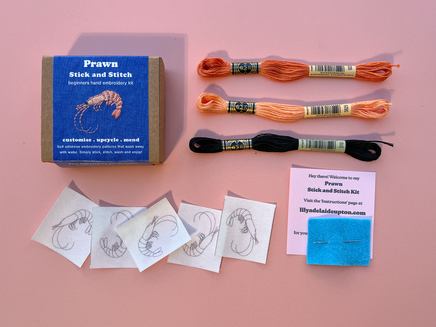 Lily Upton Prawn Mini Stick and Stitch Kit