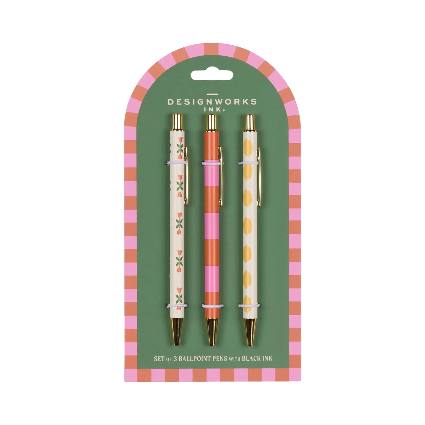 A Dopo Set of 3 Pens - Flower, Stripe and Lemon