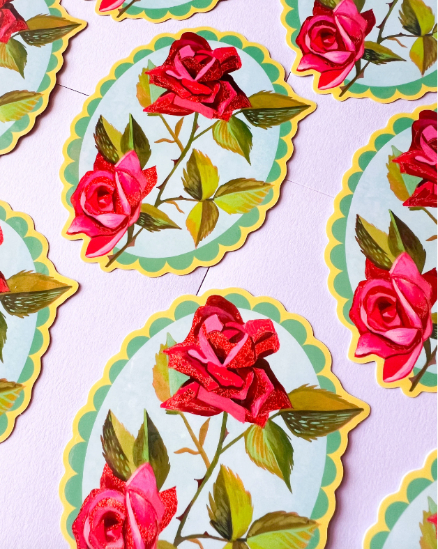 Rose Glitter Sticker