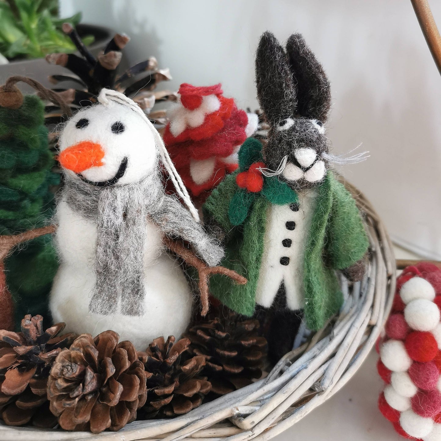 Handmade Felt Hector Christmas Hare Hanging Decoration