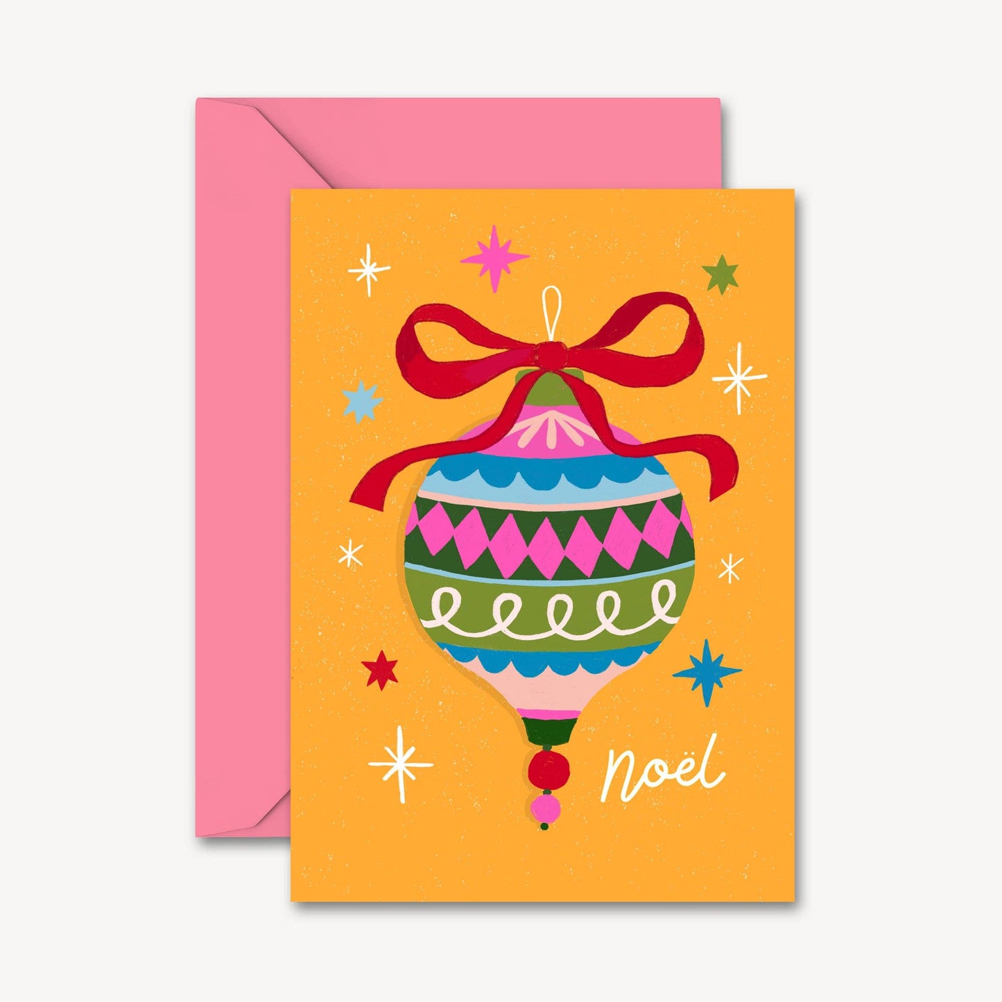 Christmas Card Pack of 4 | Baubles Illustration