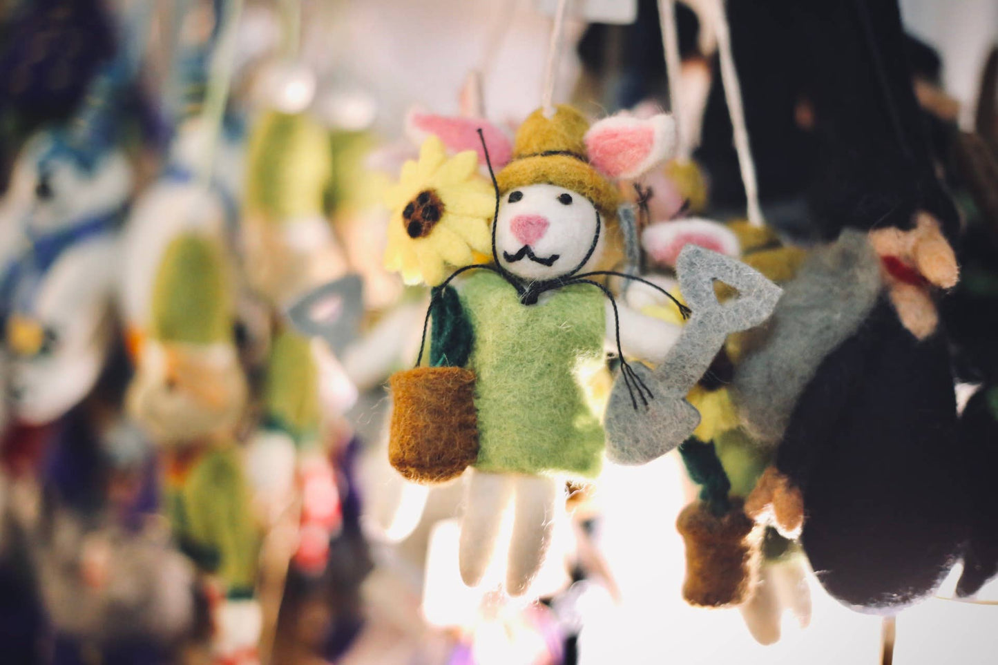 Handmade Felt Greta the Gardening Bunny Hanging Decoration