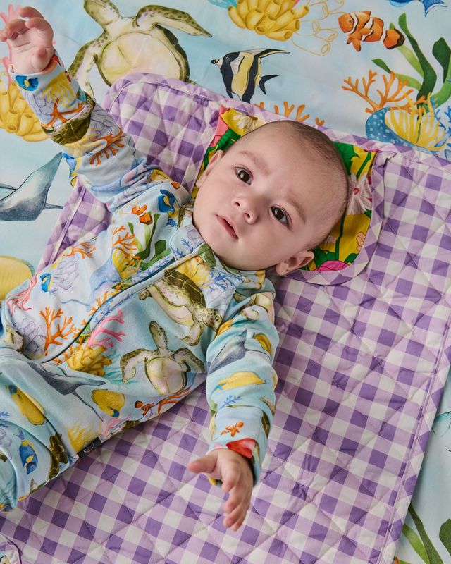 Kip and Co Organic Long Sleeve Zip Romper - Reef Life