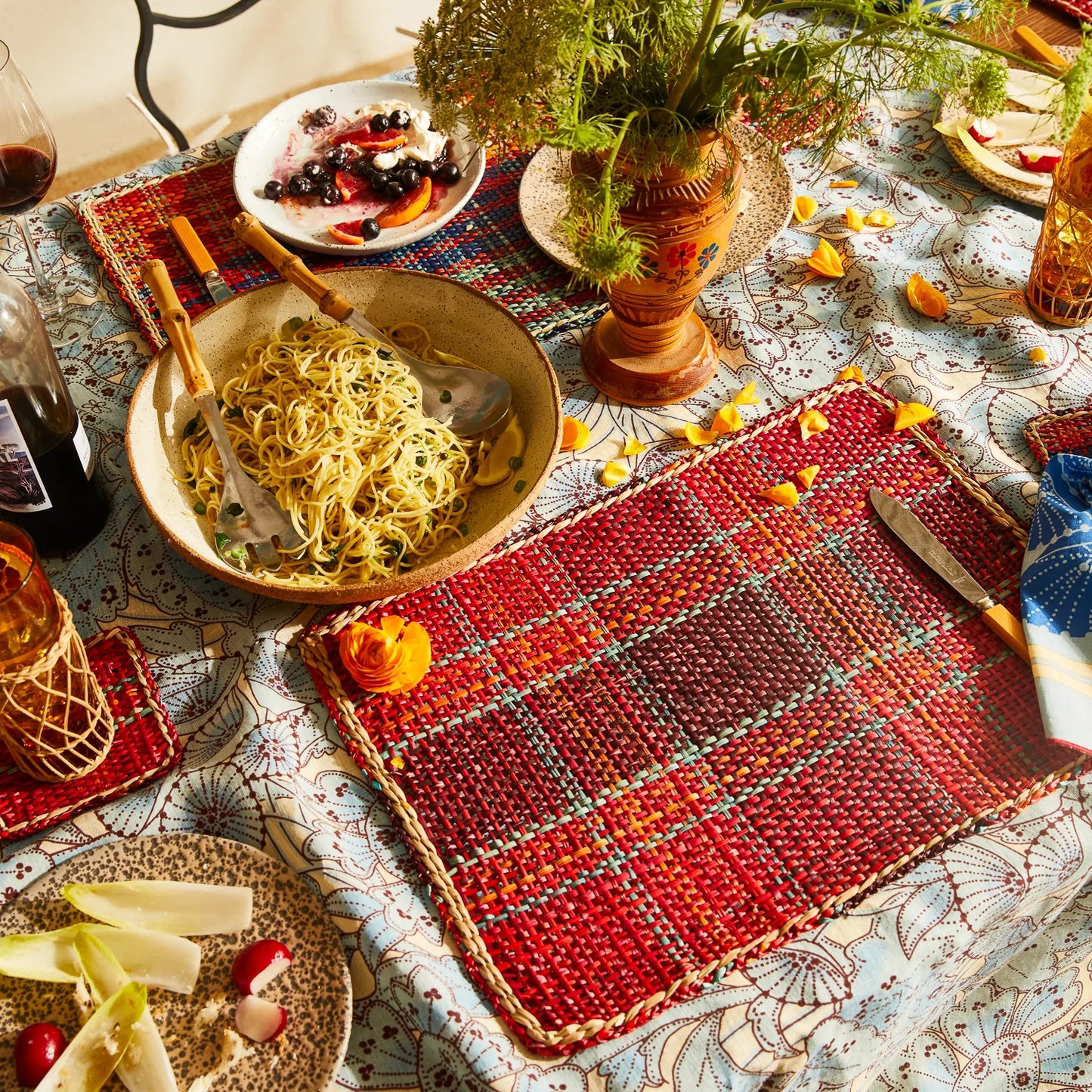 Sage and Clare Isla Placemats - Crimson