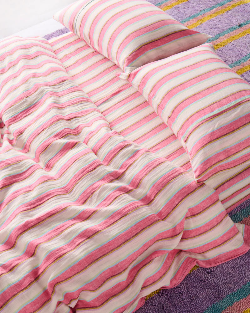 Kip and Co Linen Quilt Cover - Rose Water Stripe